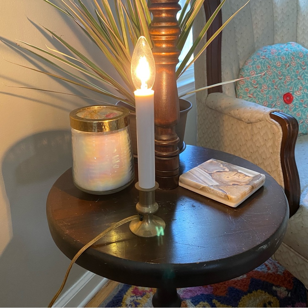 Vintage Brass 7” Candlestick Christmas Lamp